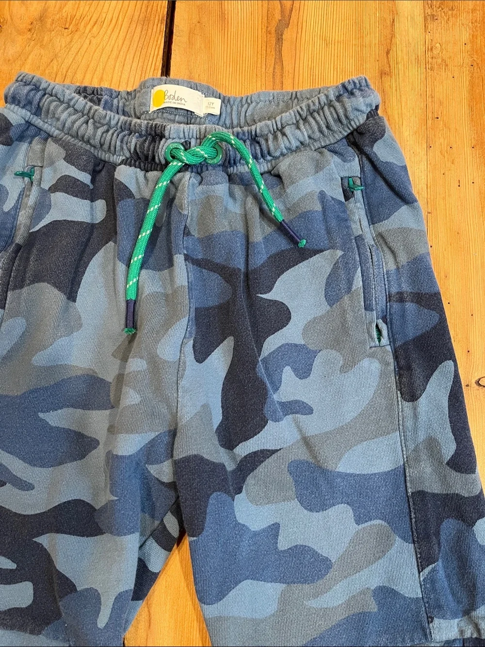 MINI BODEN 12 Blue Camouflage Jogger Pants Drawstring